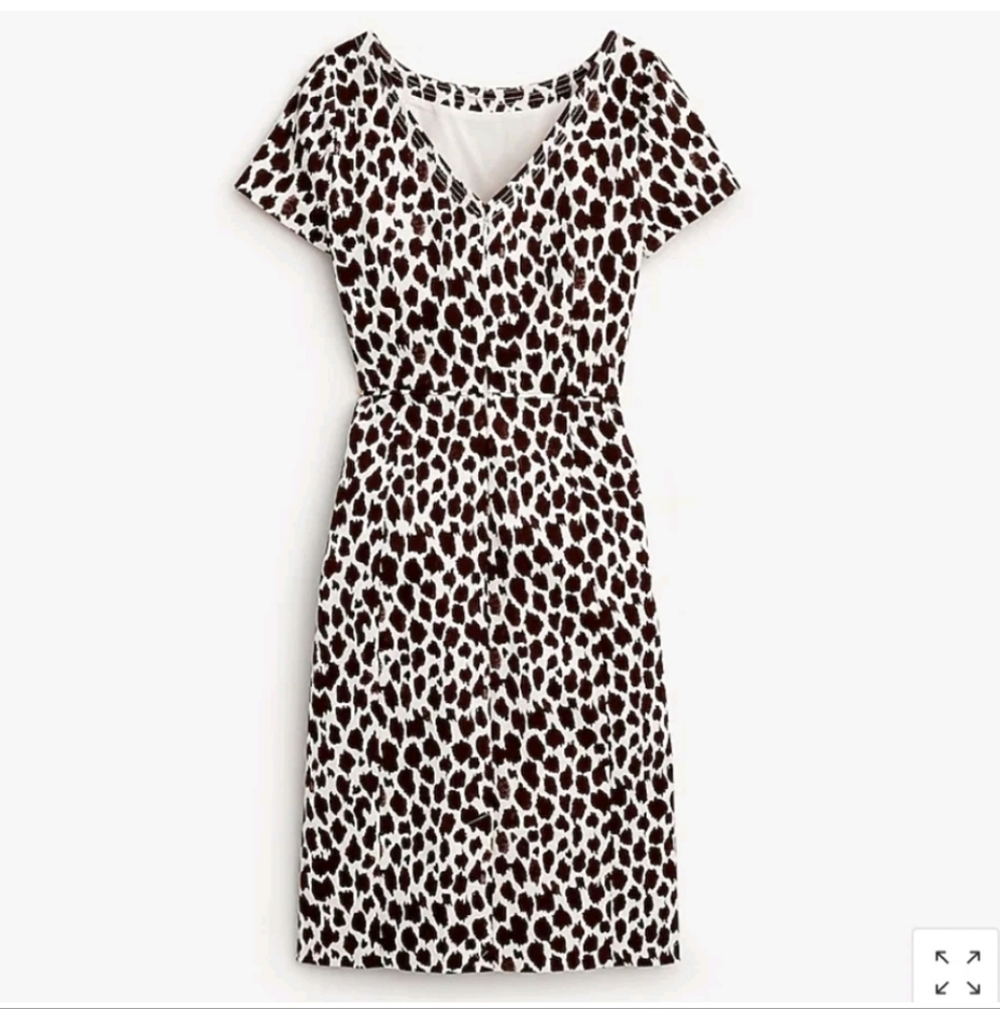 J Crew V Back Dress Giraffe Print Cotton Size 4 NWT